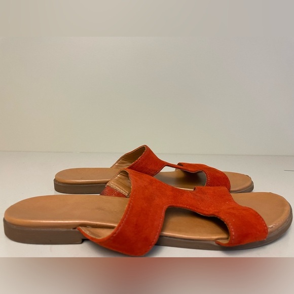Denver Hayes burnt orange red leather suede comfort sandals women's size 8 - Picture 4 of 9